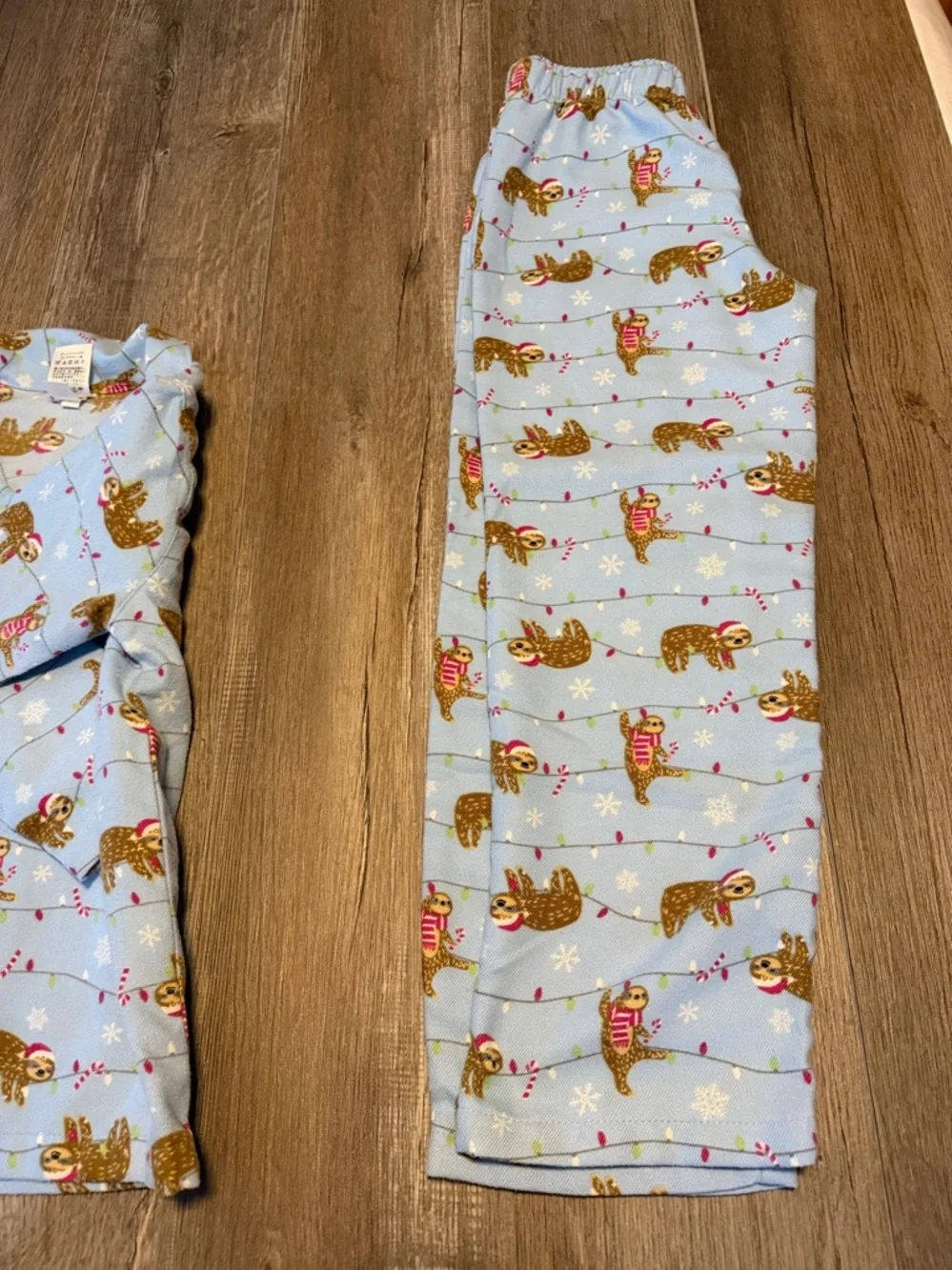 Lands' End Light Blue Sloth Print Kids Pajama Set